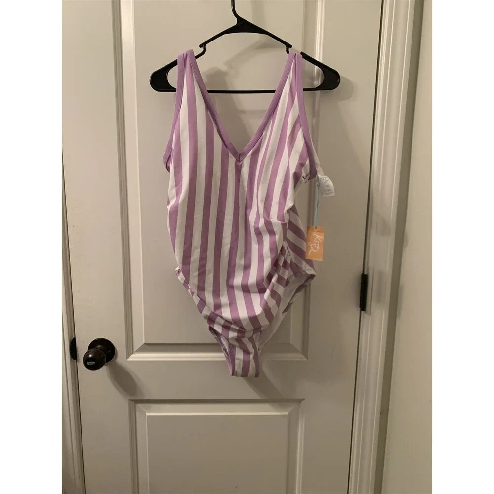 Kona Sol Women's Striped One Piece Swimsuit